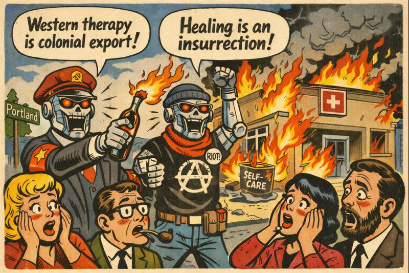 Two communist robots outdoing themselves